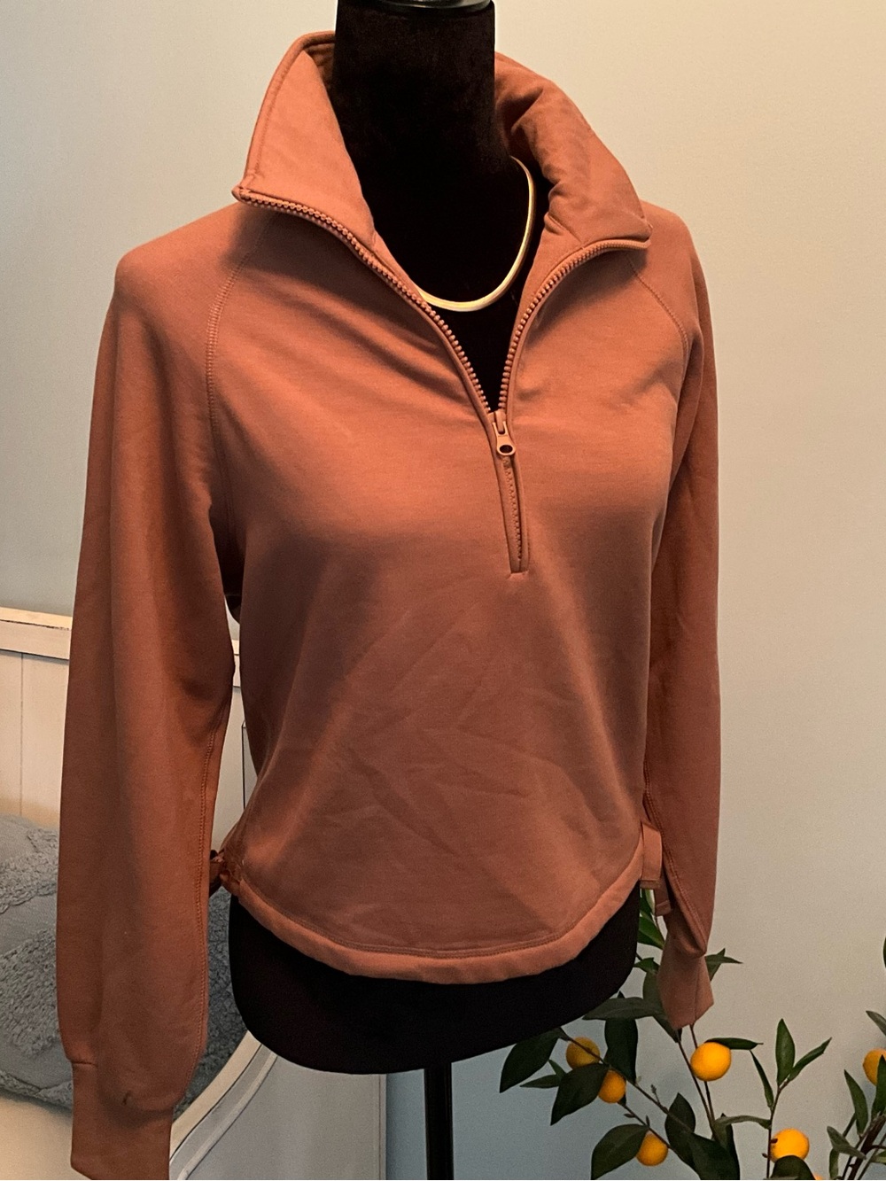 ANTONIO MELANI Cropped Sweatshirt Stand Collar Quarter Zip Oversized XS
